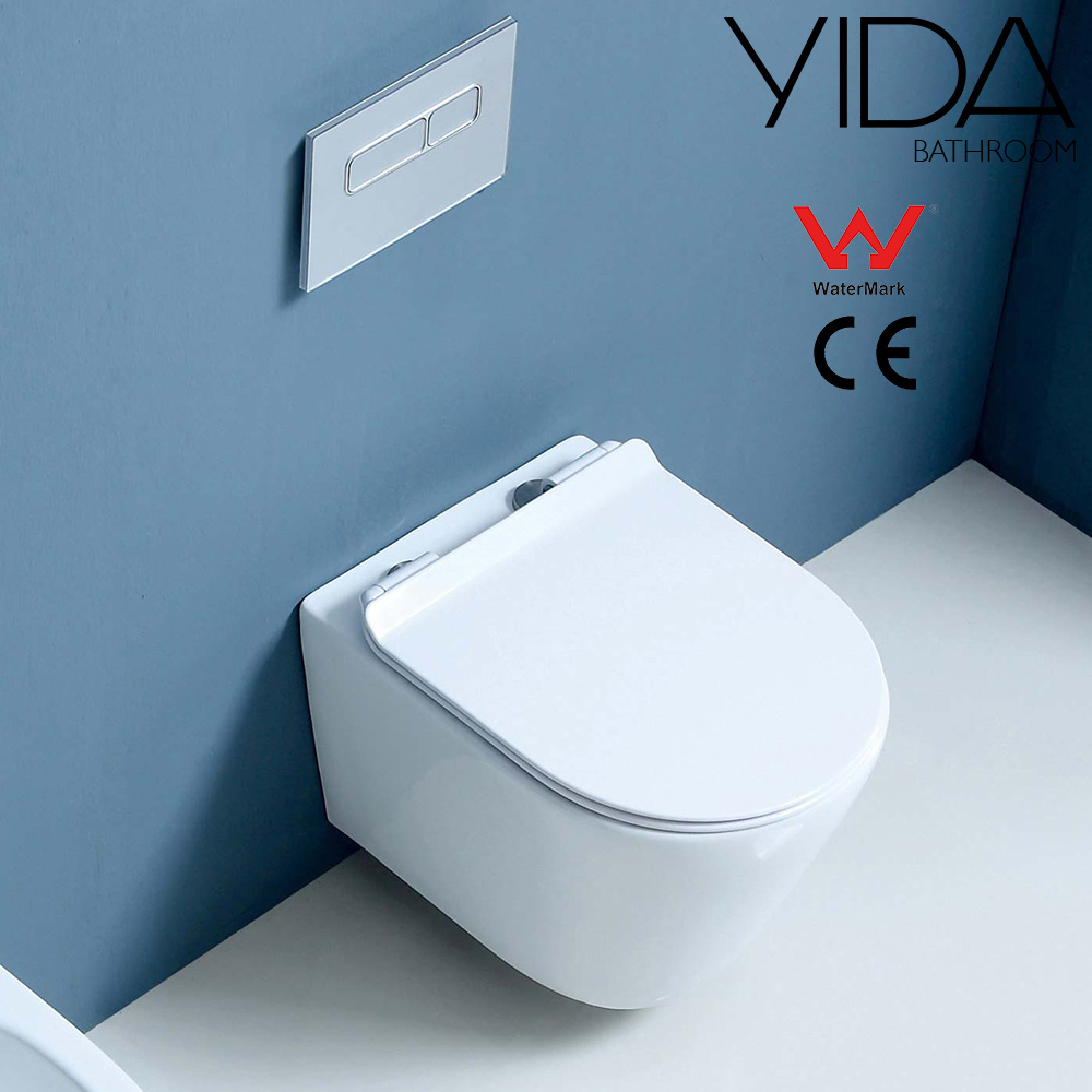 Ceramic Wc Rimless Wall Hung Toilet with Bidet Wholesale Bathroom White Sale Cover Style Tank Modern Piece Pattern Rohs