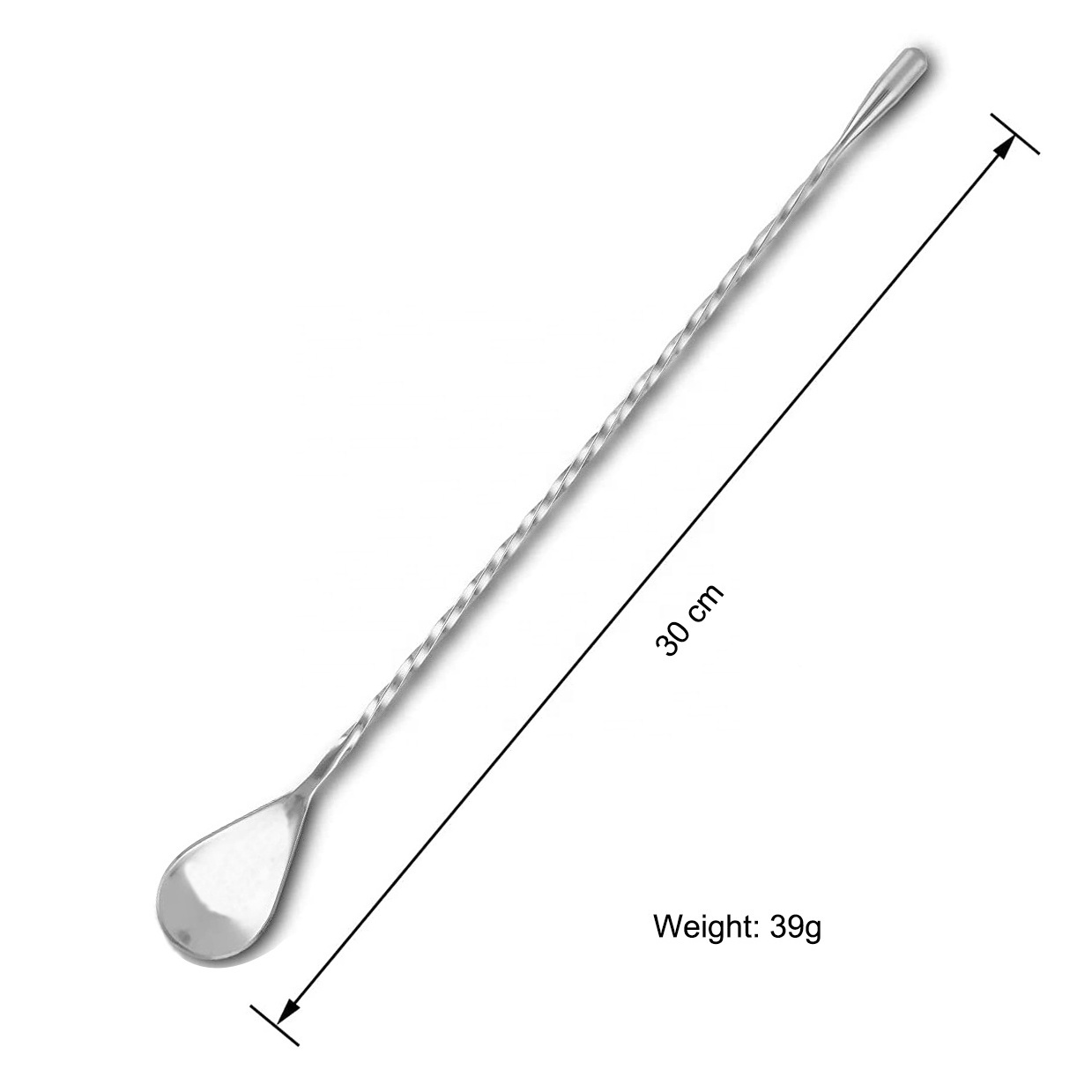 30cm 40cm 50cm Bar Accessories Tool 18/8 304 Stainless Steel swizzle sticks Mixing Spoon Cocktail Shaker Long Handle Bar Spoon