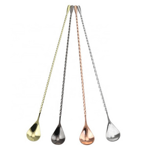 30cm 40cm 50cm Bar Accessories Tool 18/8 304 Stainless Steel swizzle sticks Mixing Spoon Cocktail Shaker Long Handle Bar Spoon