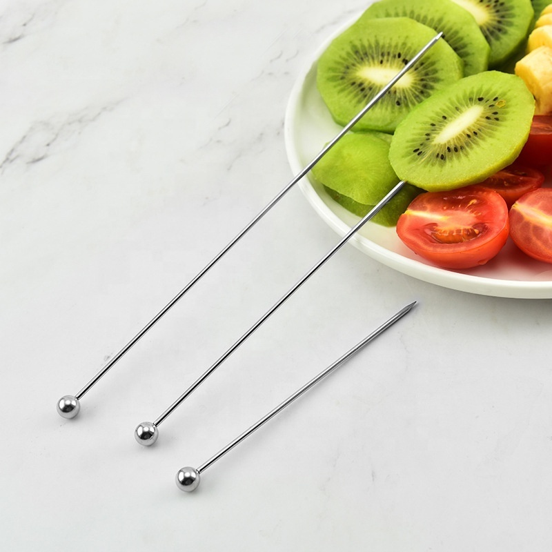 4 inches 8 inches 304 18/8 Stainless Steel Fruit Pin Cocktail Stick Toothpicks Metal Cocktail Martinis Picks