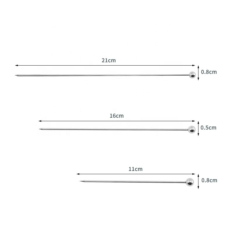 4 inches 8 inches 304 18/8 Stainless Steel Fruit Pin Cocktail Stick Toothpicks Metal Cocktail Martinis Picks