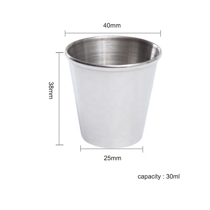 1oz 2oz 30ml 50ml 60ml Bar Tool Mini 304 Stainless Steel Pint Cup Shot wine glasses Metal cup for Drinking Outdoors