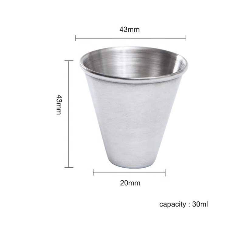 1oz 2oz 30ml 50ml 60ml Bar Tool Mini 304 Stainless Steel Pint Cup Shot wine glasses Metal cup for Drinking Outdoors