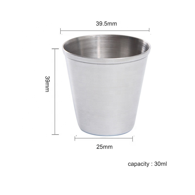 1oz 2oz 30ml 50ml 60ml Bar Tool Mini 304 Stainless Steel Pint Cup Shot wine glasses Metal cup for Drinking Outdoors