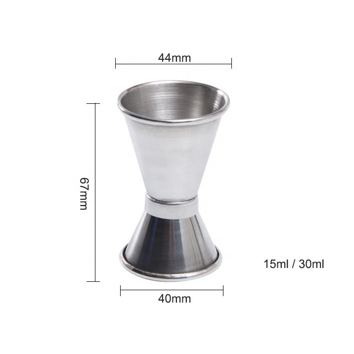 Double Sided bartender Bar Tools Wine Measuring Cup 15ml /30ml 20ml/40ml 304 Stainless Steel Bar Cocktail Jigger