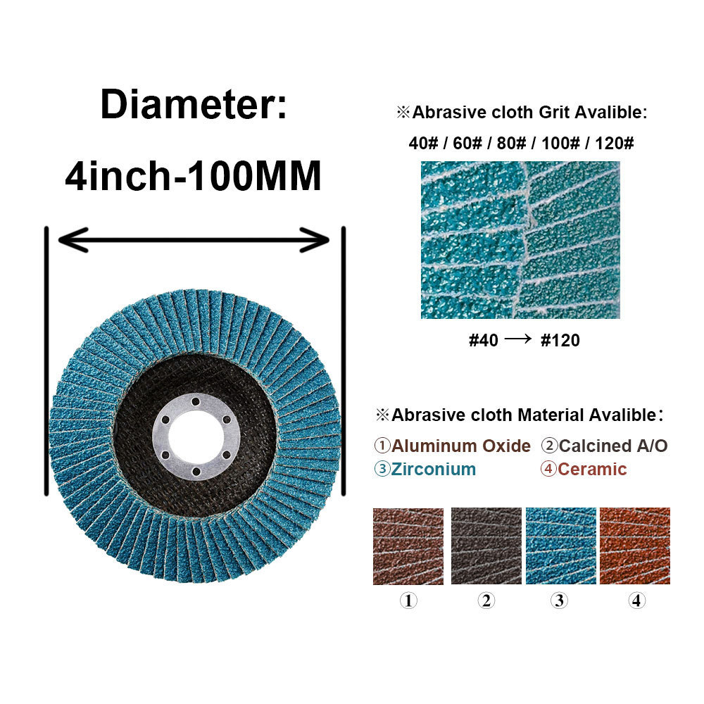 DELUN Ceramic 4 inch Wholesale High Density Bevel Type Angle Grinder Sanding Disc Abrasive Grinding Disc