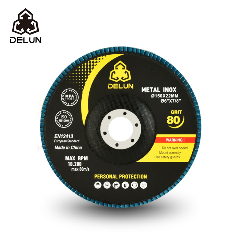 DELUN China Direct High Performance 115 mm Zirconia Oxide Stainless Steel Flap Wheel for Anger Grinding Machine