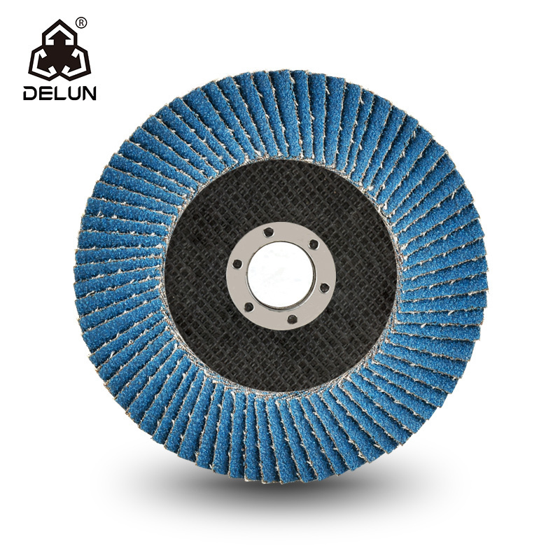 DELUN China Direct High Performance 115 mm Zirconia Oxide Stainless Steel Flap Wheel for Anger Grinding Machine