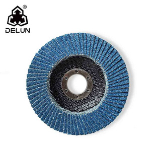 DELUN 4.5" x 7/8" Grit 60 Zirconia Fillet Weld Abrasive Cloth Flap Disc Type 27 Flat Stainless Steel Polishing Wheels