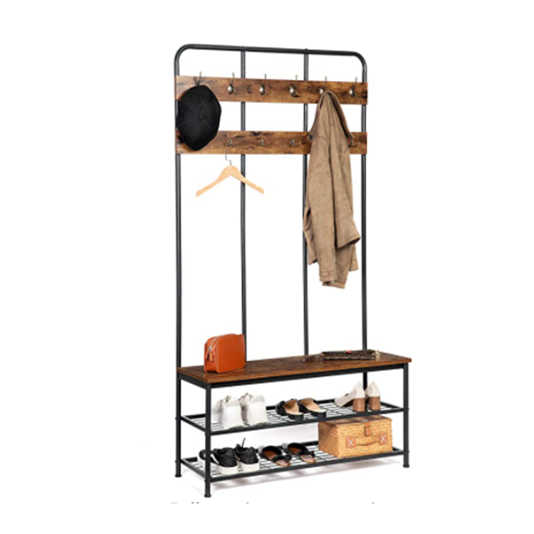 Simple Style Wooden Clothes Stands & Shoe Racks Home Furniture Entryway Coat Rack Estantera Rbol Metal Standing Shoe Bench