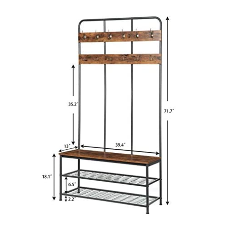 Simple Style Wooden Clothes Stands & Shoe Racks Home Furniture Entryway Coat Rack Estantera Rbol Metal Standing Shoe Bench