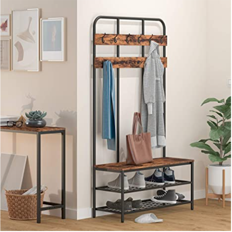 Simple Style Wooden Clothes Stands & Shoe Racks Home Furniture Entryway Coat Rack Estantera Rbol Metal Standing Shoe Bench