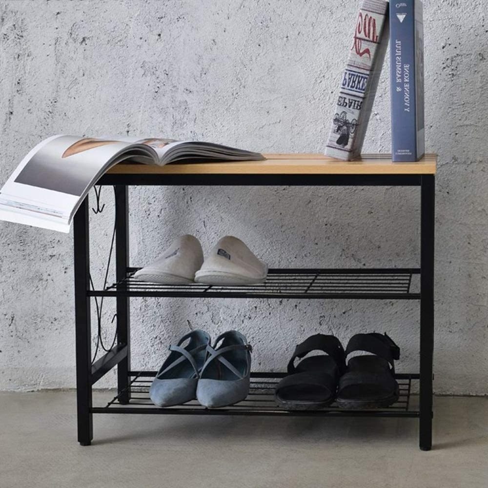 Modern Shoes Racks with Seat Wooden Bench Living Room Furniture Narrow Wood Carton Plastic Shoe Shelf for Entryways