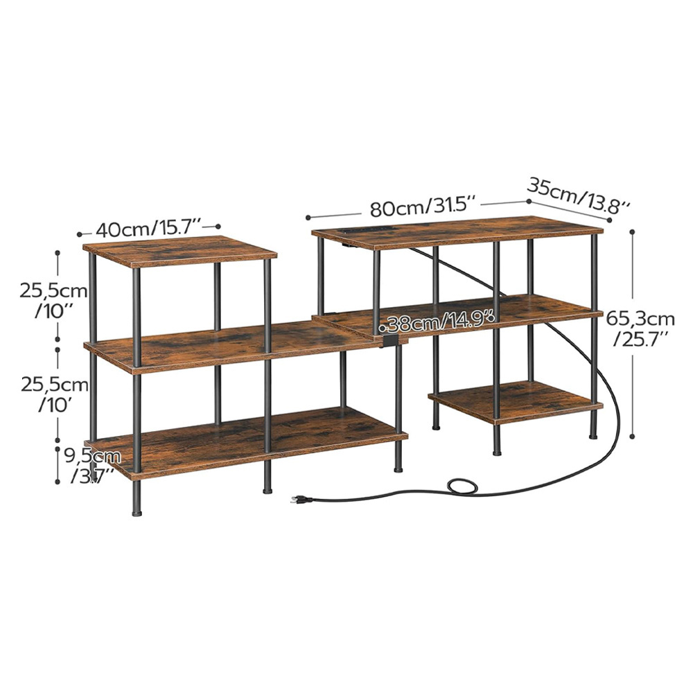 Factory Wooden TV Stand Desk Cabinet Rack Home Living Room Furniture Corner Center TV Table with Open Storage the 2 Tier Shelf