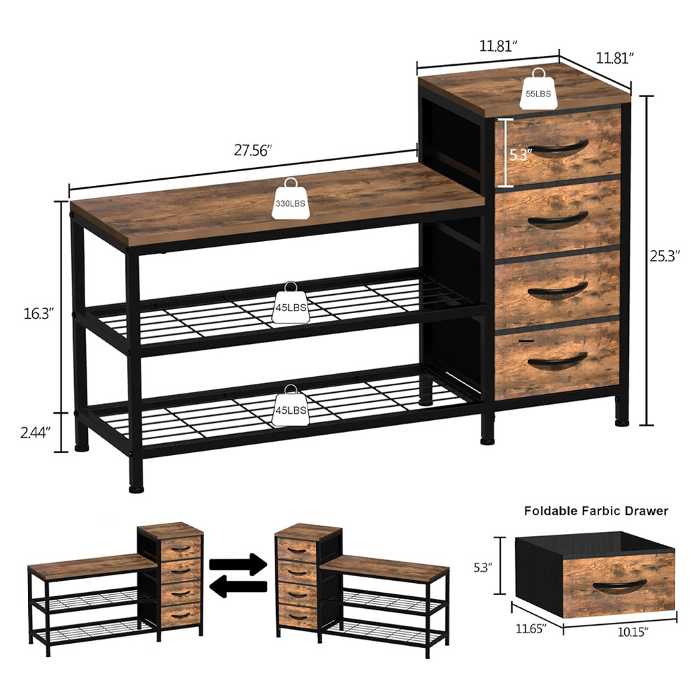 wooden enterway table shoe storage bench cabinet multi-layer home office furniture manufacturer shoe stands racks with drawer