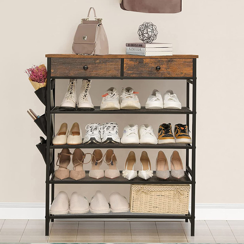 Wood Shoes Stand Shelves Hanging Living Room Furniture Entryway Multi Layer Wooden Bench Shelf Shoes Rack with Storage