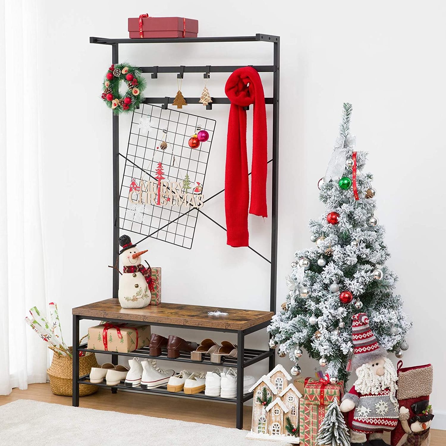 Wholesale Wooden Hall Tree Clothes Shoes Shelf Home Furniture Modern Entryway Shoe Coats Racks Metal Stands with Bench