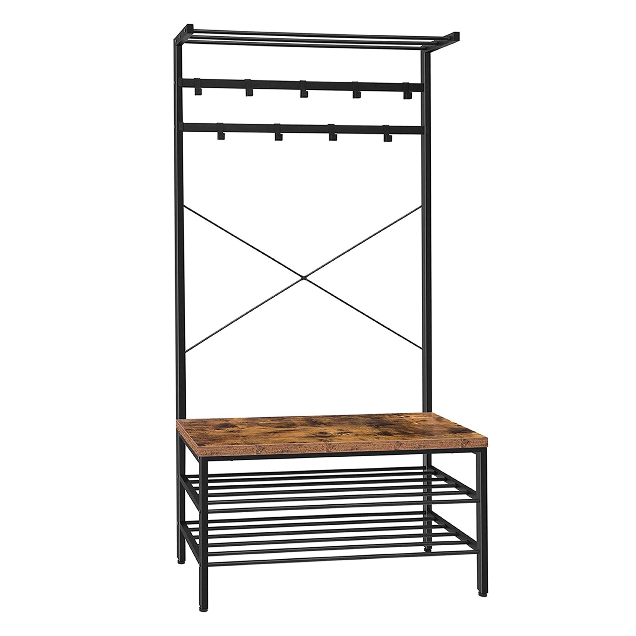 Wholesale Wooden Hall Tree Clothes Shoes Shelf Home Furniture Modern Entryway Shoe Coats Racks Metal Stands with Bench