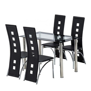 Glass Kitchen Table and Leather Chairs Mecor Dining Room Table Set, 5 Piece Kitchen Furniture,black Home Furniture Dining Set