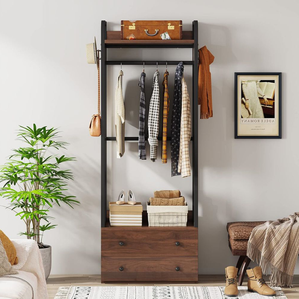 Wood Multilayer Corner Hanger Clothes Stands and Shoe Racks Home Living Room Furniture Wooden Metal Entryway Hanging Coat Rack