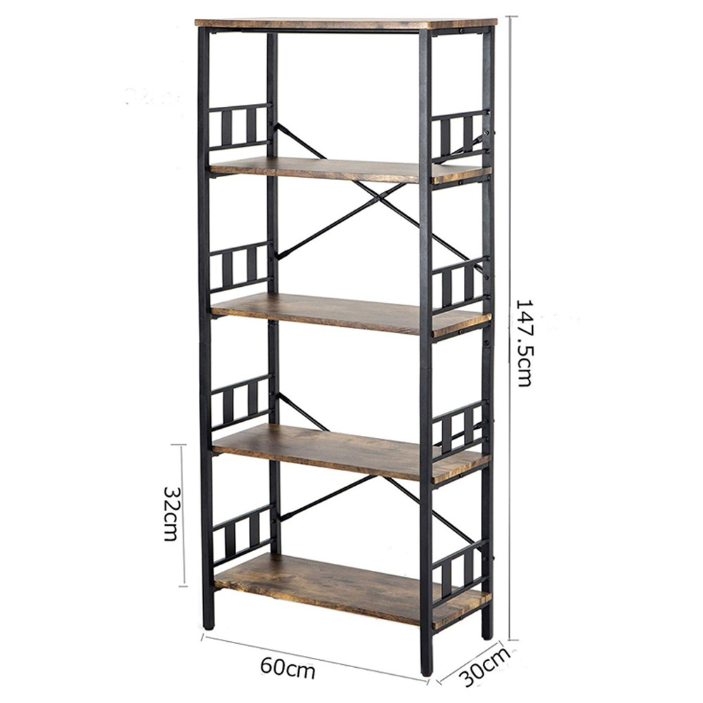 Wooden Industrial Book Shelf Living Room Simple Bookcase Office Wood Ladder Stainless Steel Bedroom Bookshelf for Sale