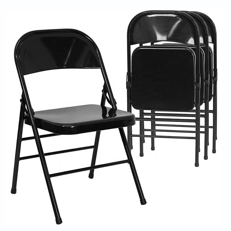 Metal Chairs Living Room Chair Wholesale Cheap Portable Folding Outdoor Black Iron Outdoor Furniture Garden Chair Traditional