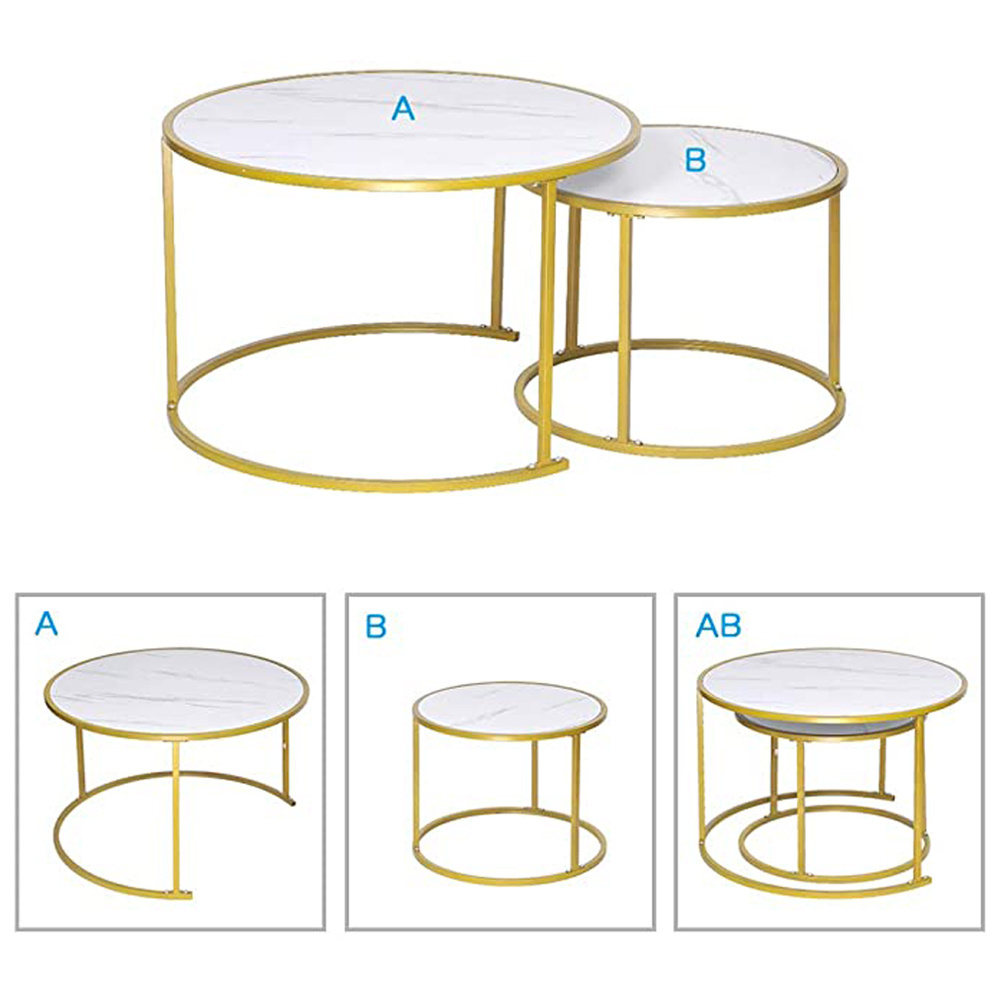 Luxury Round Coffee Side Desk Top Circular Coffee Table Sets Shagreen Ethiopian Detail Marble China Home Office Black Golden