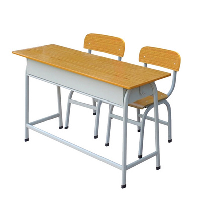 Factory Wholesale College Student Desk and Chair Set University Wooden Double Seat School Furniture Classroom Chair and Table