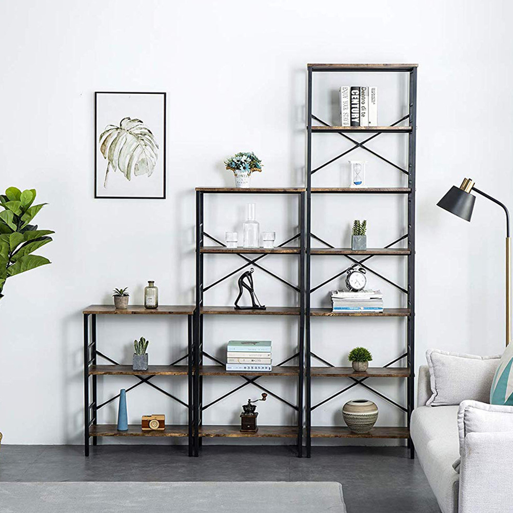 Wooden Industrial Bookshelf Living Room Simple Antique Bookcase Home Office Gold Wood Ladder Book Shelves for Book