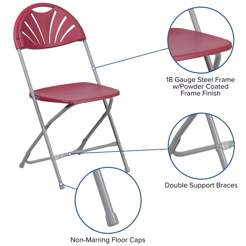 Good Quality Garden Plastic Chairs Used Folding Party Chair For Outdoor Events Folding Camping Chair in Bulk With Metal Legs