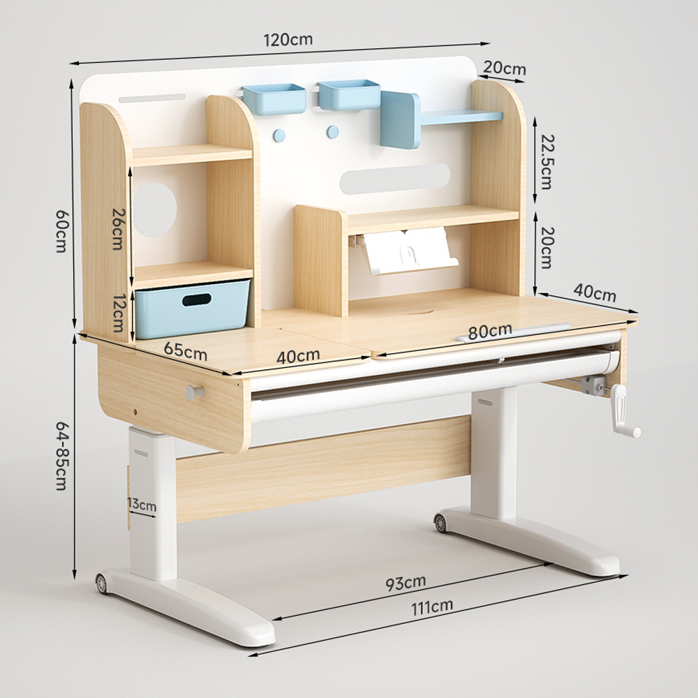 wooden children ergonomic multifunction learning table home furniture child kids height adjustable study desk and chair set