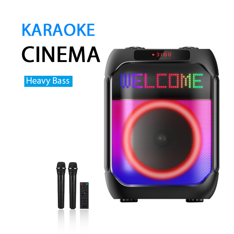 5 Inch Karaoke Circle Amplified Speaker Wireless Woofer Speaker Mic Remote Control Color Led Outdoor Tws Party Trolley Speaker