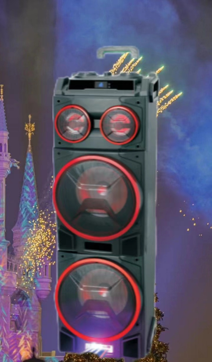 speaker video double 12inch bass speaker outdoor trolley blue tooth speaker with lcd screen