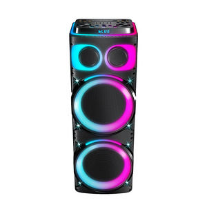 Loud music speakers Dual 12 inch Subwoofer Box Amplified LED Colorful Flashing Light Bafles Wooden Speaker Professional