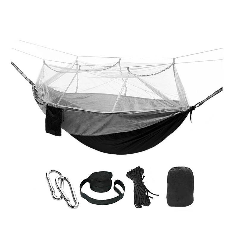 210T Nylon Portable 2 Person Outdoor Parachute Lightweight Camping Hammock With Mosquito Net and Rainfly