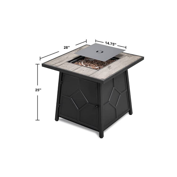 Wholesale New Design Outdoor Propane or Butane Gas Black Round Square Swimming Pool Outdoor Fire Pit Table