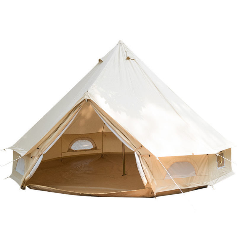 Outdoor Waterproof Four Season Family Camping Glamping Cotton Canvas Yurt Bell Tent with Mosquito Screen Door