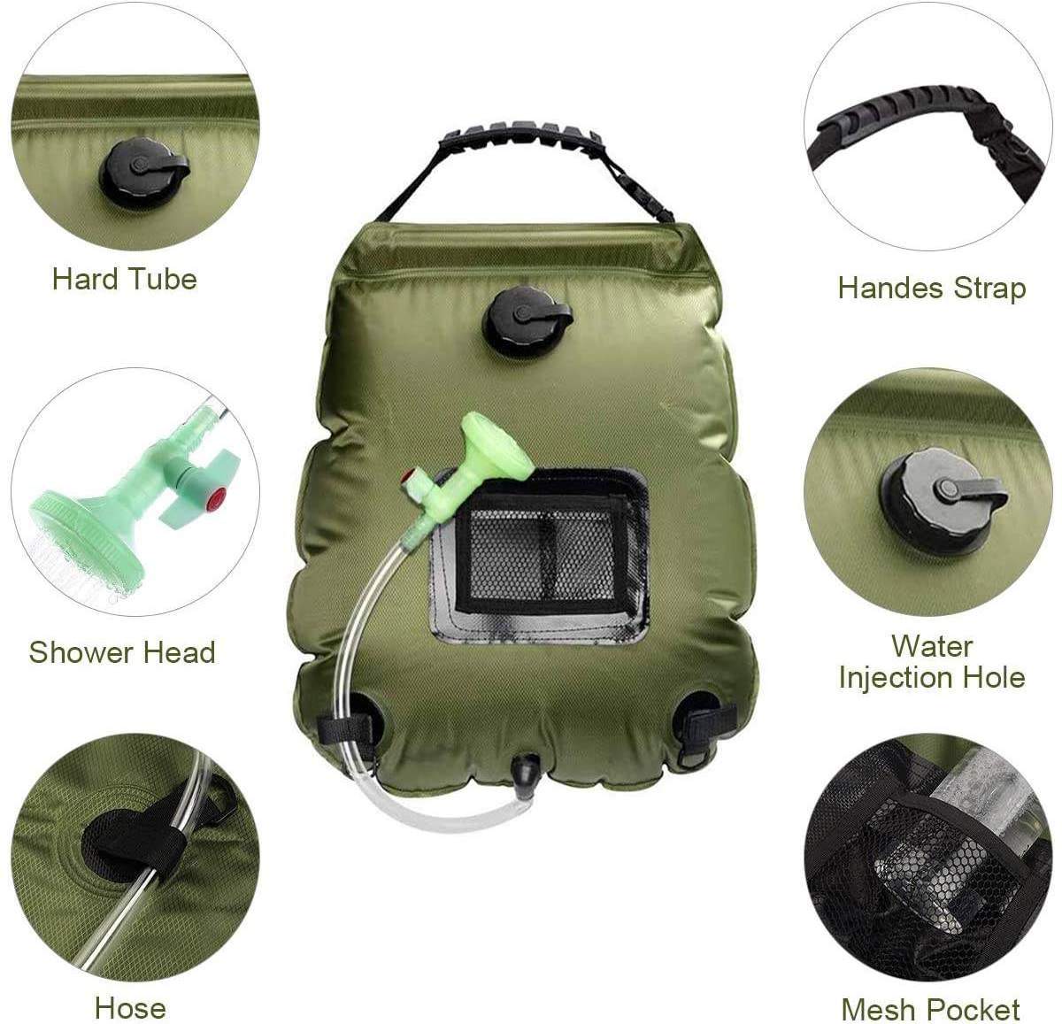 Factory OEM 20L Outdoor PVC Hiking Travelling Beach Portable Heating Water Bag Pool Camping Solar Bath Shower