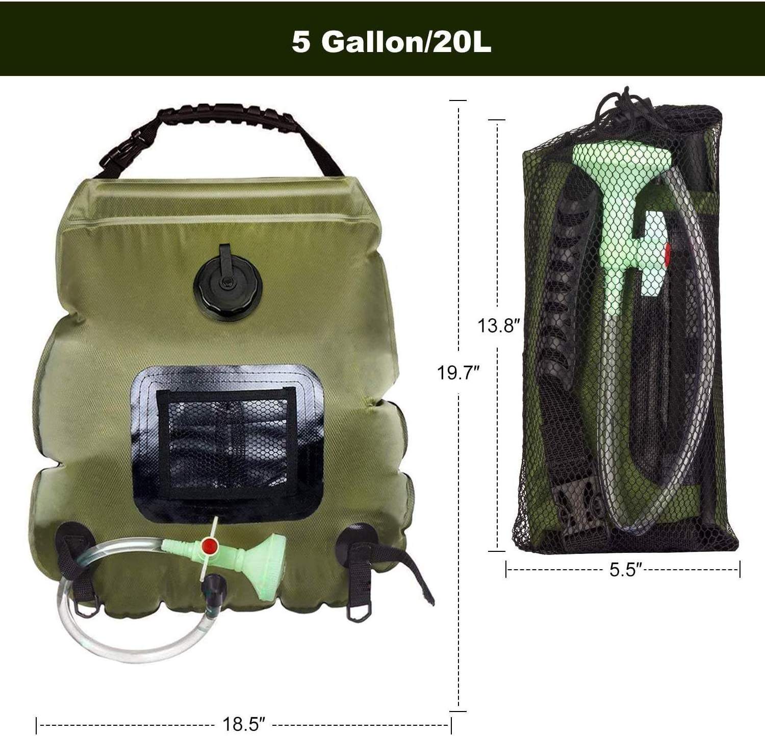 Factory OEM 20L Outdoor PVC Hiking Travelling Beach Portable Heating Water Bag Pool Camping Solar Bath Shower