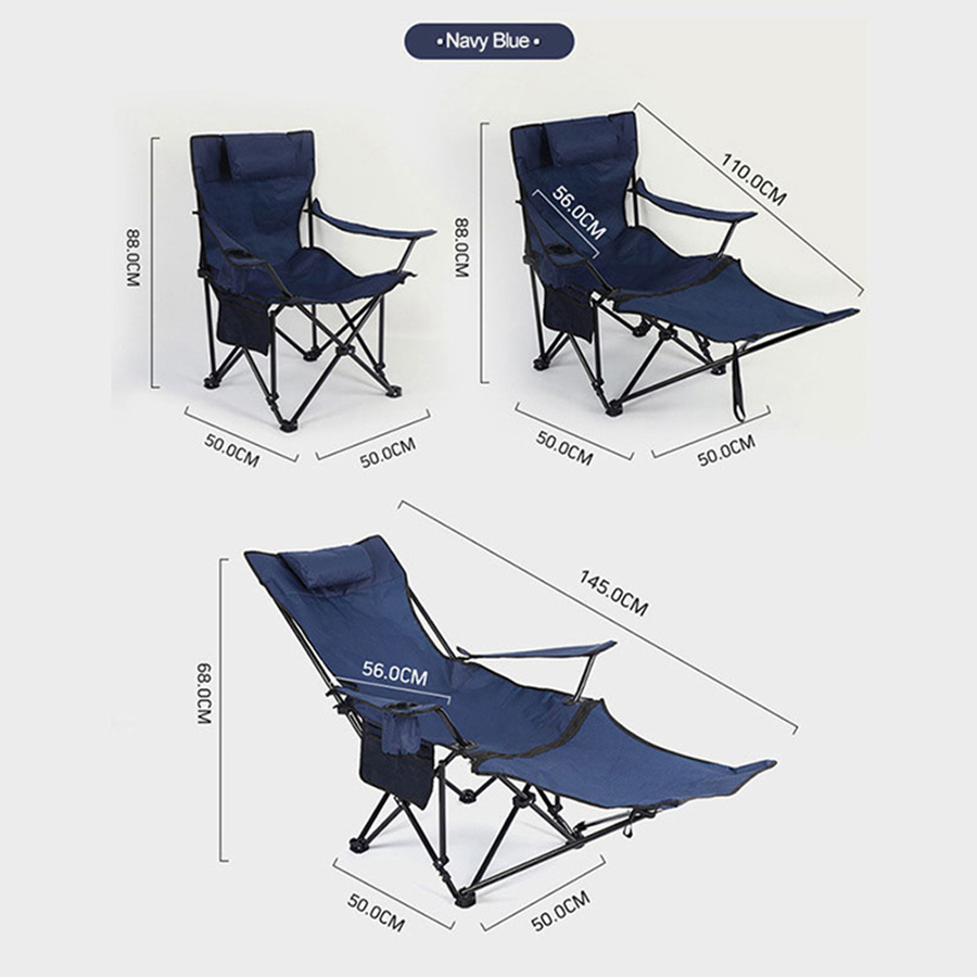 Proluxe Outdoor Patio Recliner Sleeping Portable Dual Purpose Folding Beach Camping Bed Chair with Footrest