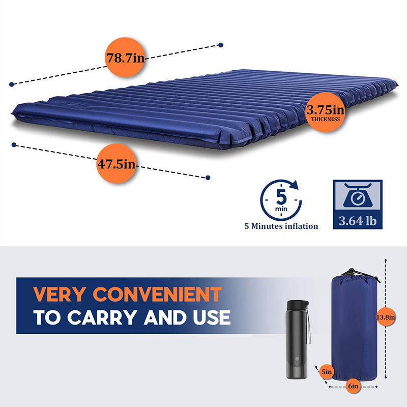 Waterproof Sleep Outdoor Double Air Cushion Storage Bed Travel Hiking Mat 2 Person Foam Camping Sleeping Pad with Pillow