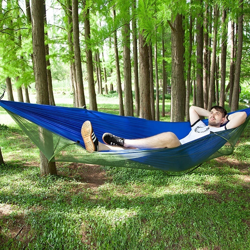 DELUXEFIT portable garden camping hammock double single lightweight stand with bug net