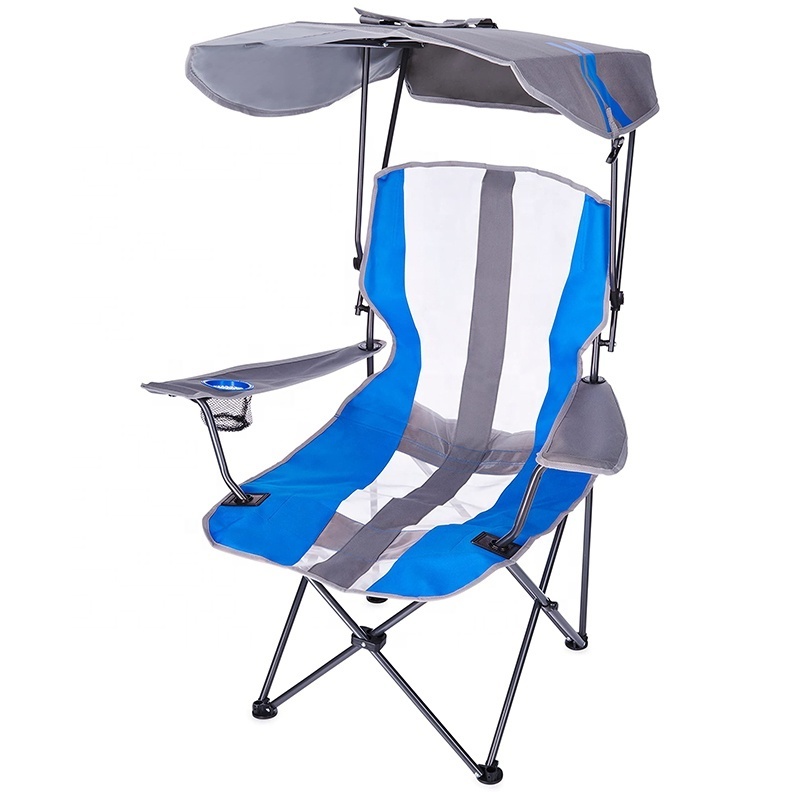 Foldable Backpack Portable Lightweight UV Protection Shade Arm Rest Folding Camping Chair With Sunshade Canopy