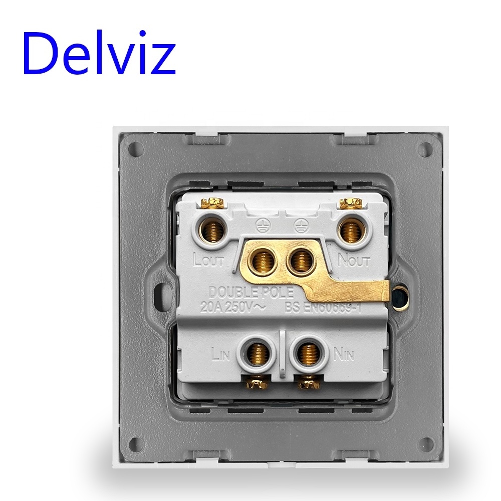 Delviz High power control Air conditioner Water heater switch,Double pole double break switch panel, UK standard 20A Wall Switch