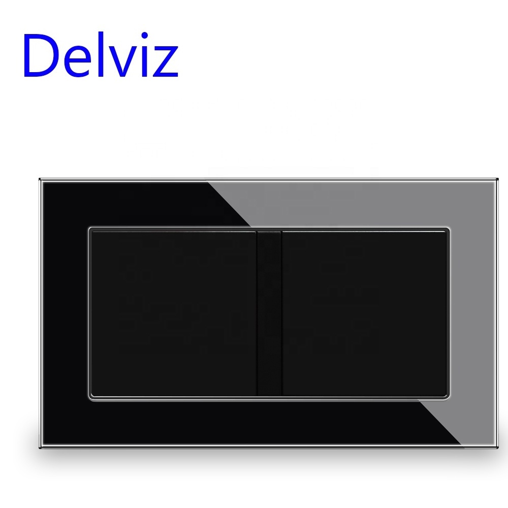 Delviz Toughened Crystal Glass Switch Panel, Mounting hole spacing 120mm,146mm*86mm, Rectangle wall Fill cover plate Blank panel