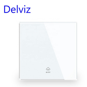 Delviz UK Standard Crystal Glass white Panel,AC 110V~250V, Power Lamp push button controller, 1 gang 2 way 16A Wall Light Switch