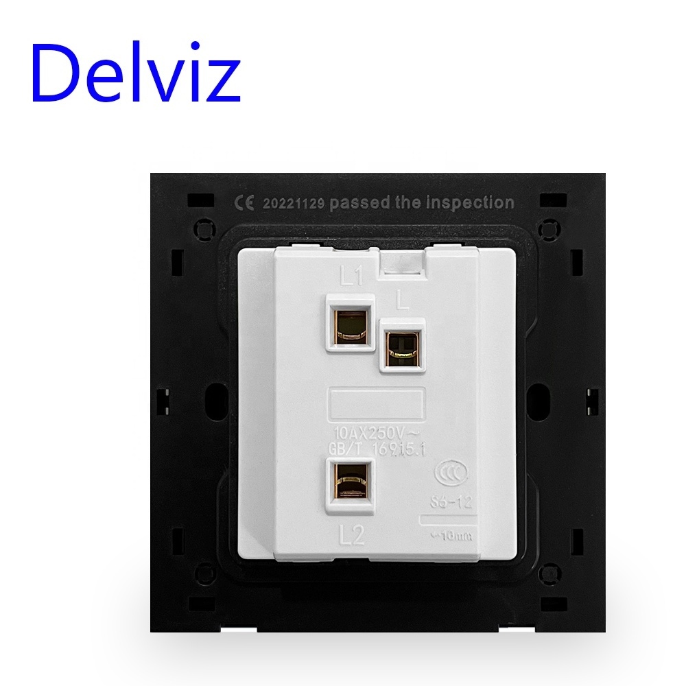 Delviz UK Standard Crystal Glass white Panel,AC 110V~250V, Power Lamp push button controller, 1 gang 2 way 16A Wall Light Switch