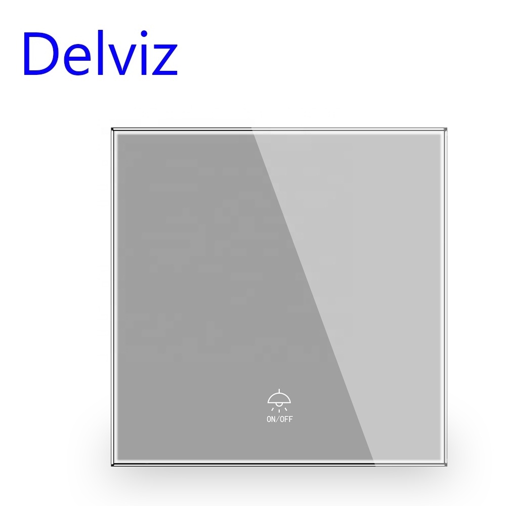 Delviz UK Standard Crystal Glass white Panel,AC 110V~250V, Power Lamp push button controller, 1 gang 2 way 16A Wall Light Switch