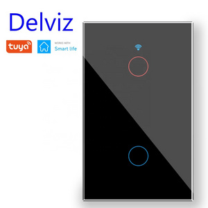 Delviz 120*72mm Glass panel,With Google Alexa Home WiFi Tuya APP Touch Smart switch socket control, Wall Light WIFI Smart Switch