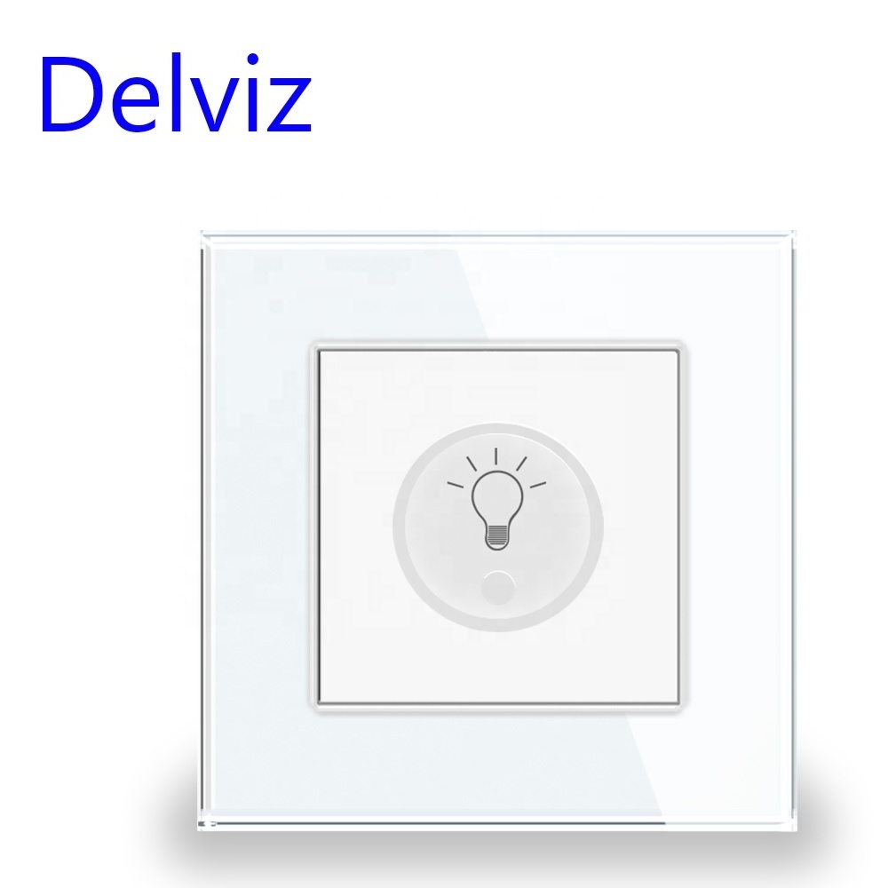 Delviz Luminance Regulating Rotary controller,Tempered crystal glass Panel,Adjusting brightness,Wall mounted Light Dimmer Switch